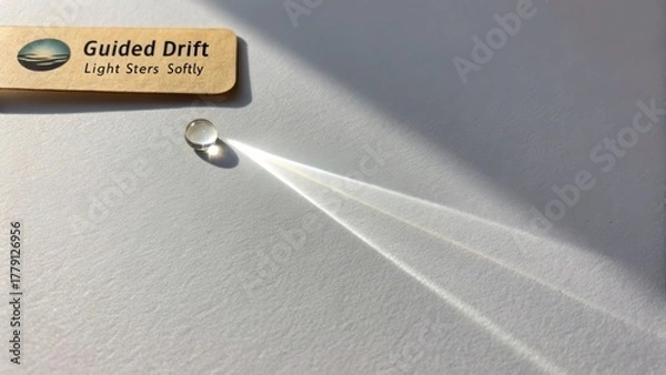 Fototapeta Light Reflection and Refraction with Glass Sphere on White Surface Creating Beautiful Ray Patterns in Natural Light