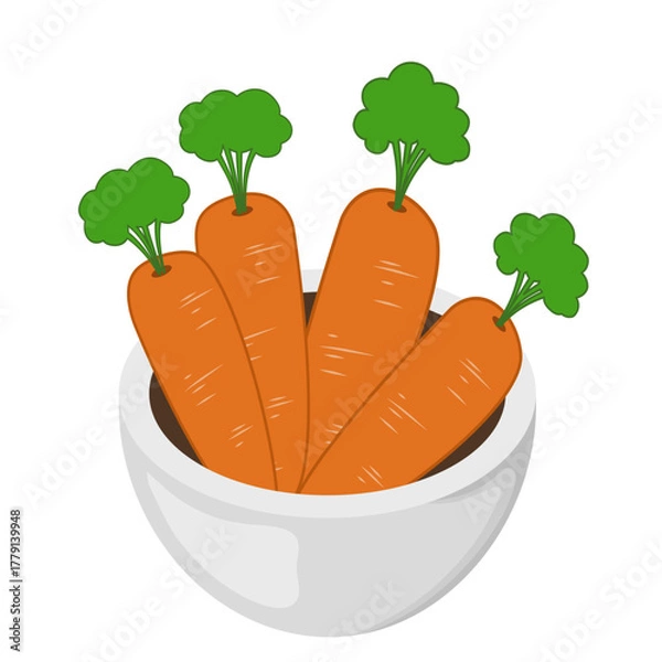 Obraz Illustration of Carrots in a Bowl