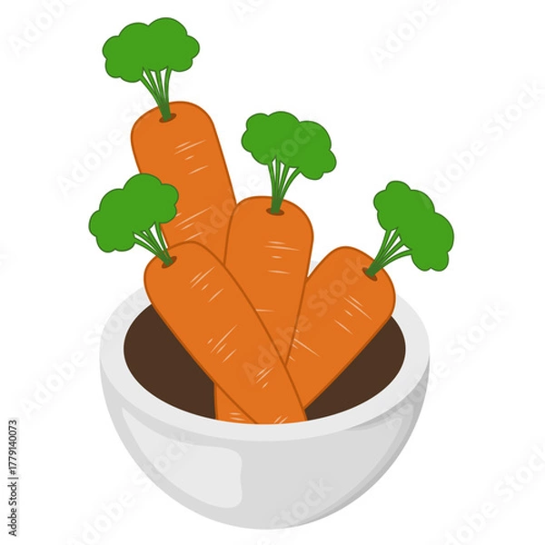 Obraz Illustration of Carrots in a Bowl