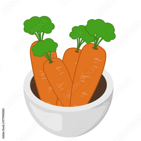 Obraz Illustration of Carrots in a Bowl