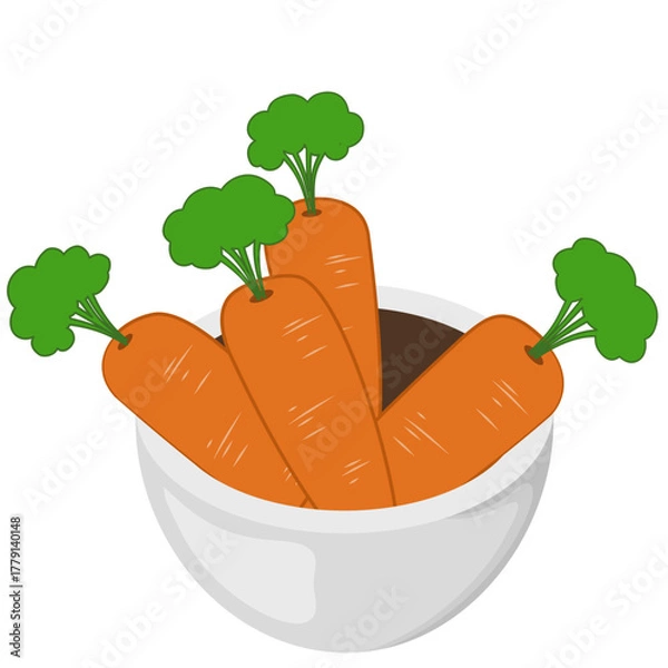 Obraz Illustration of Carrots in a Bowl