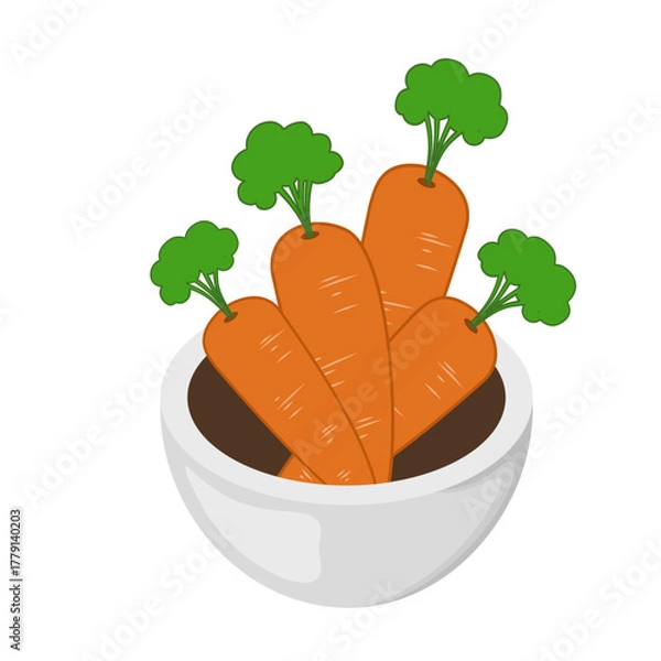 Obraz Illustration of Carrots in a Bowl