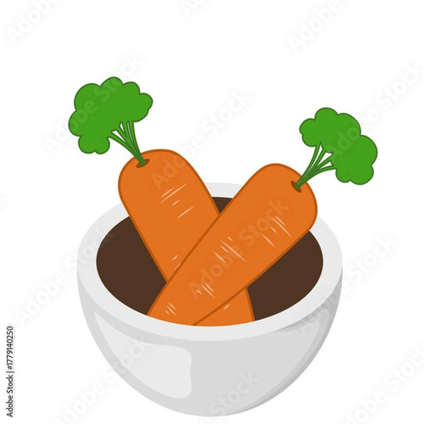 Obraz Illustration of Carrots in a Bowl