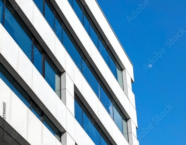 Obraz Modern architecture with blue sky and a glimpse of the moon