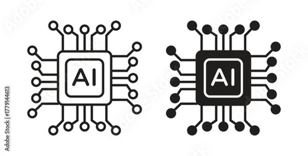 Obraz AI chip icon symbol. Vector EPS 10. line and glyph icon