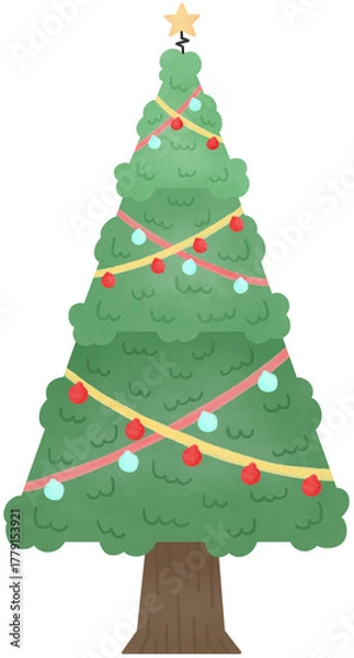 Obraz Christmas Tree Cartoon Vol.3 - Watercolor