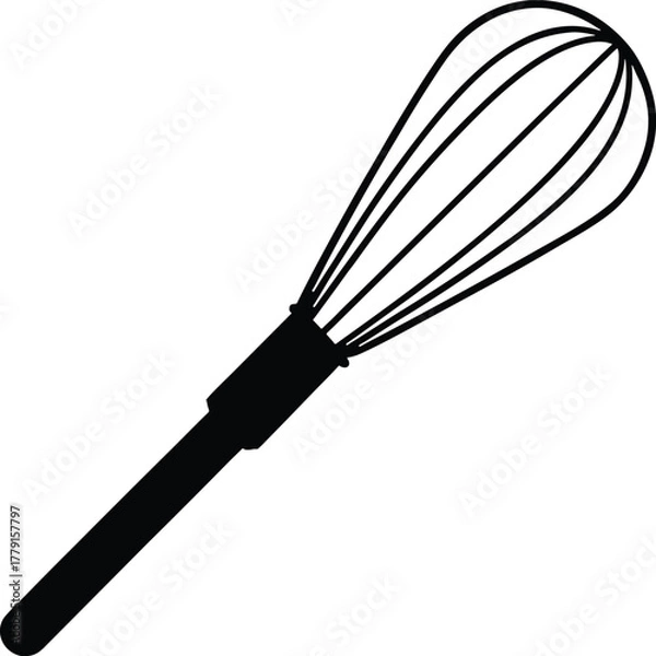 Obraz Kitchen whisk outline vector illustration