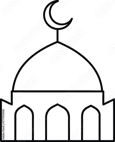Obraz Mosque outline vector illustration design