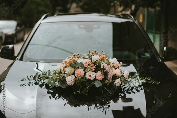 Obraz wedding bouquet on the car