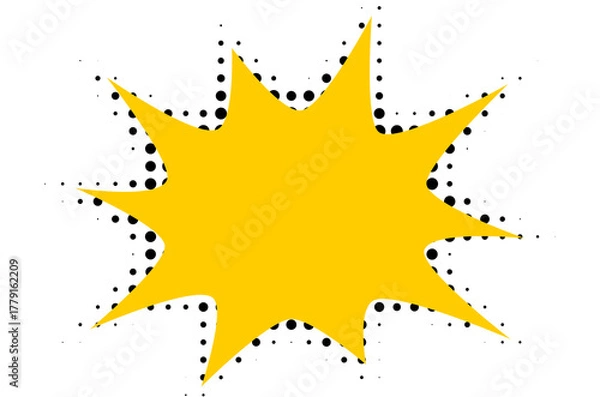 Obraz Yellow comic explosion burst shape with halftone dots isolated on transparent background, pop art star design for sale sticker, poster, and graphic decoration