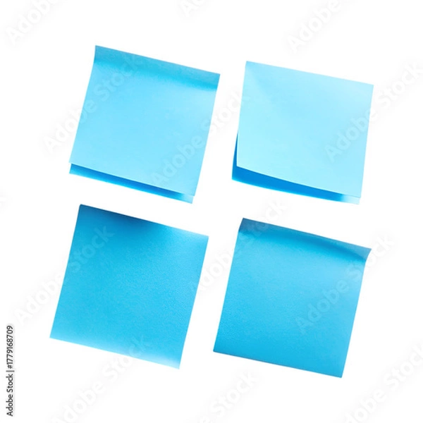 Obraz Office Blue Sticky Notes Collection with Clean Transparent Background.
