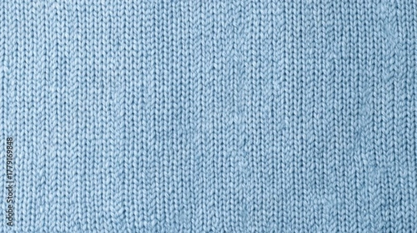 Obraz flat pastel blue knitted background with fine detailed pattern, smooth uniform surface, natural light, soft and clean premium texture