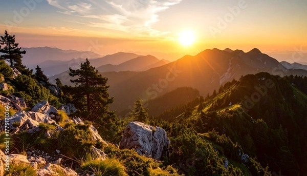 Obraz Mountain sunset vista (14)