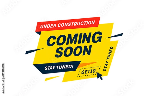 Fototapeta modern coming soon under construction sticker banner
