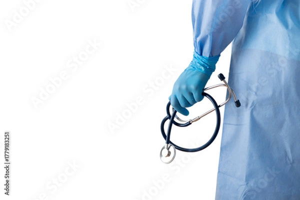 Obraz Healthcare Professional with Stethoscope isolated on white background
