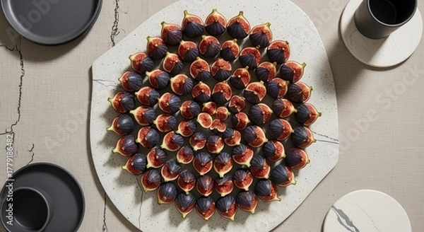 Obraz Stunning Fresh Figs Arranged Artfully on a Decorative Platter Ready to Enjoy