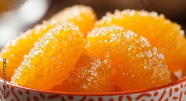 Obraz Sugared Citrus Segments in a Decorative Bowl, Offering Sweet Visuals and Flavorful Appeal