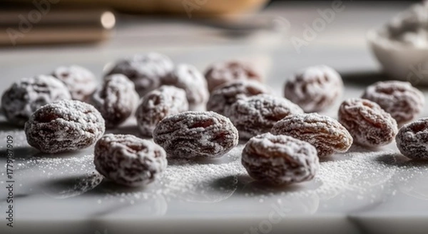 Obraz Sugared Raisins Dessert Photo On An Elegant Surface With A Softly Lit Background
