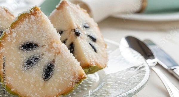 Obraz Sugary Slices Of Exotic Fruit, Resting On A Plate, Ready For Consumption, Healthy Food