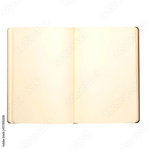 Obraz Open, blank, tan-paged book with a warm, aged feel