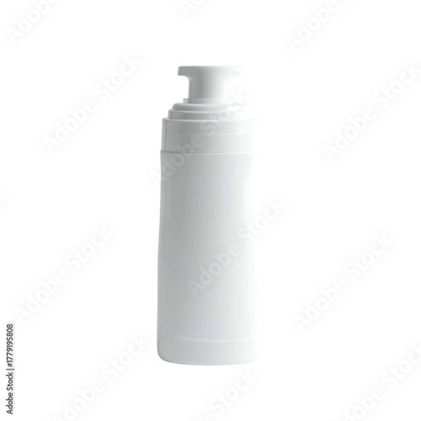 Fototapeta Sleek white dispenser with a fluted neck and ribbed body