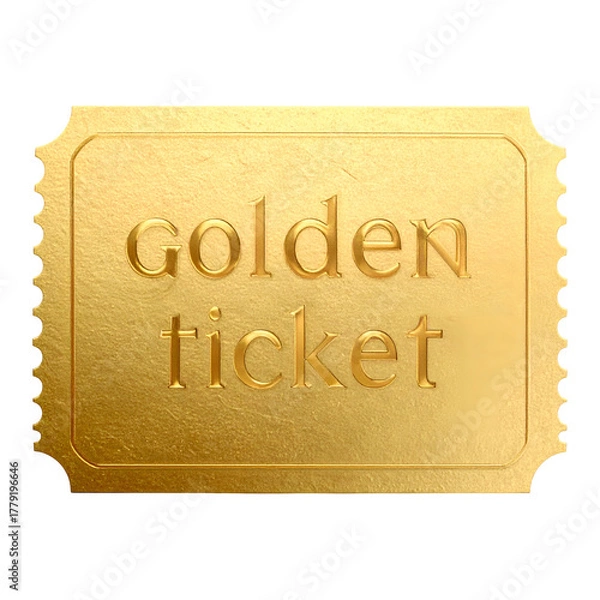 Obraz A textured, embossed gold ticket with the words "golden ticket
