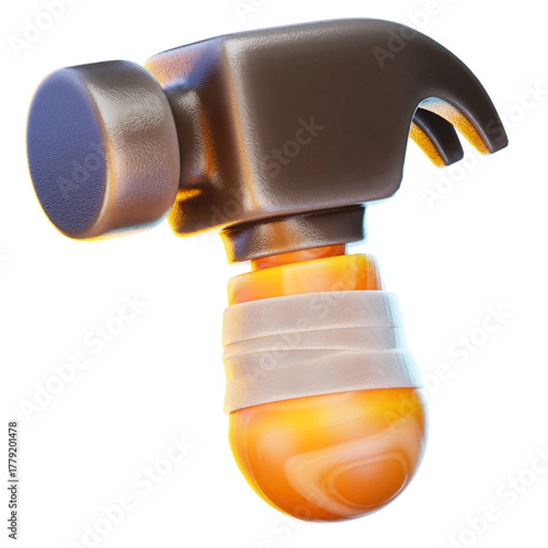 Obraz hammer 3d render icon, construction illustration
