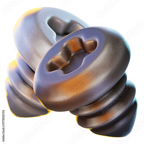 Obraz screw 3d render icon, construction illustration