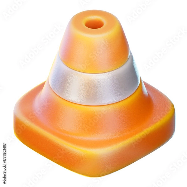 Obraz traffic cone 3d render icon, construction illustration