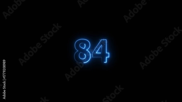 Fototapeta Business neon counting number 84 icon illustration background 4k.
