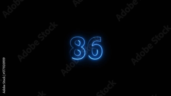 Fototapeta Business neon counting number 86 icon illustration background 4k.