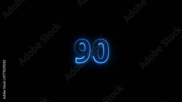 Fototapeta Business neon counting number 90 icon illustration background 4k.