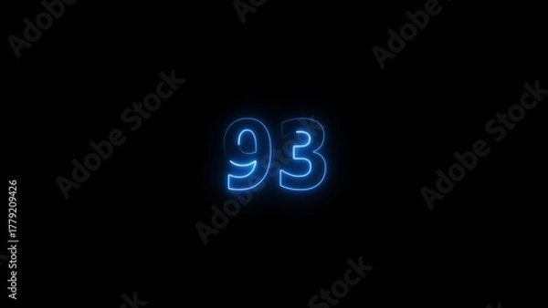 Fototapeta Business neon counting number 93 icon illustration background 4k.