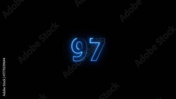 Fototapeta Business neon counting number 97 icon illustration background 4k.