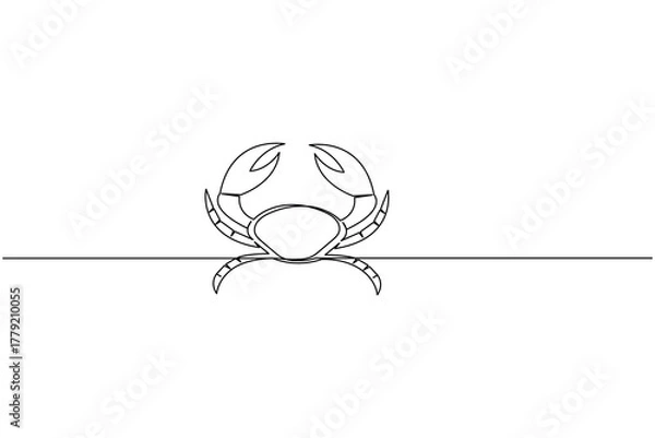 Obraz One line drawing of crab minimal sea animal illustration for marine art design