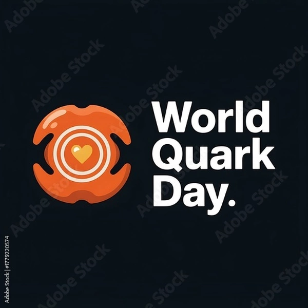 Obraz World quark day celebration with abstract particle symbol and text