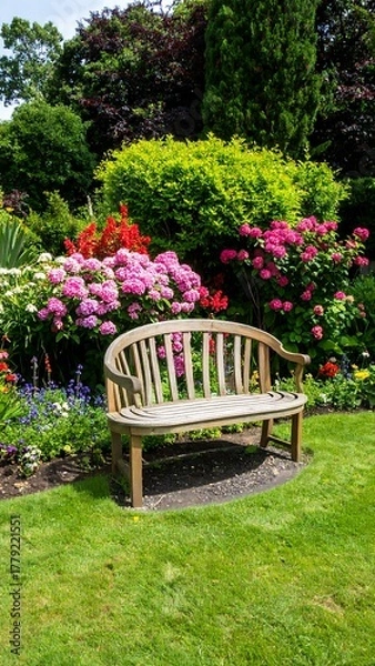 Obraz Garden bench amidst vibrant blooms