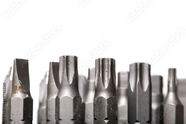 Obraz Screwdriver bits collection isolated on white