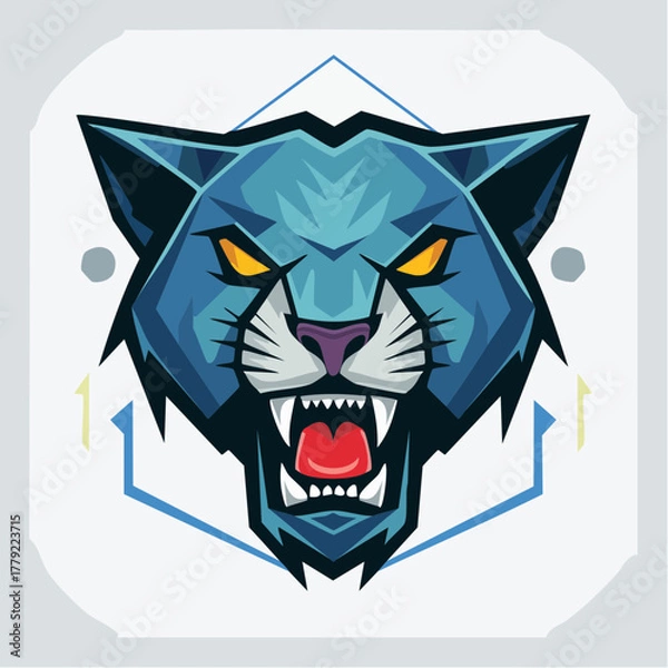 Obraz Intense Panther Head Illustration with Aggressive Expression.