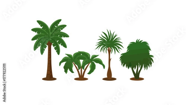 Obraz Diverse Tree Collection: A vibrant assortment of unique tree species stands tall, showcasing a beautiful array of foliage and trunk variations.