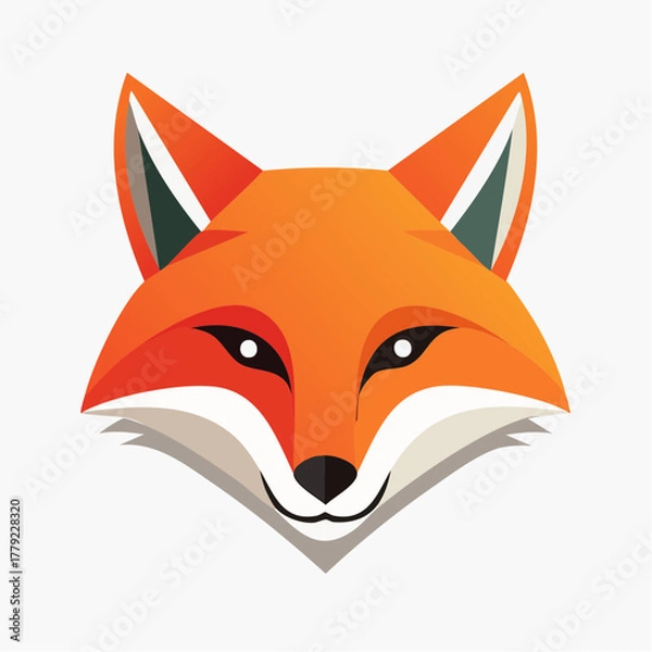 Obraz Stylized Geometric Fox Head Vector Illustration on White Background.