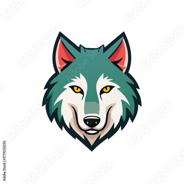 Obraz White Wolf Head with Different Colored Eyes.