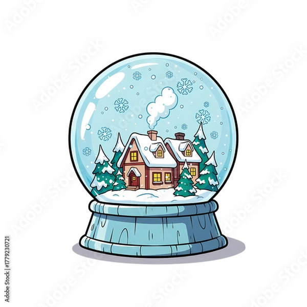 Obraz Charming winter village scene inside a sparkling snow globe
