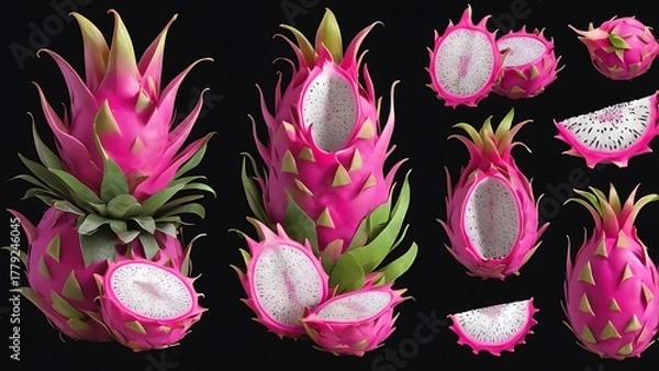 Fototapeta dragon fruit isolated on white background