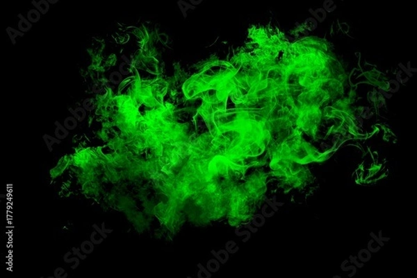 Obraz Green smoke on black background