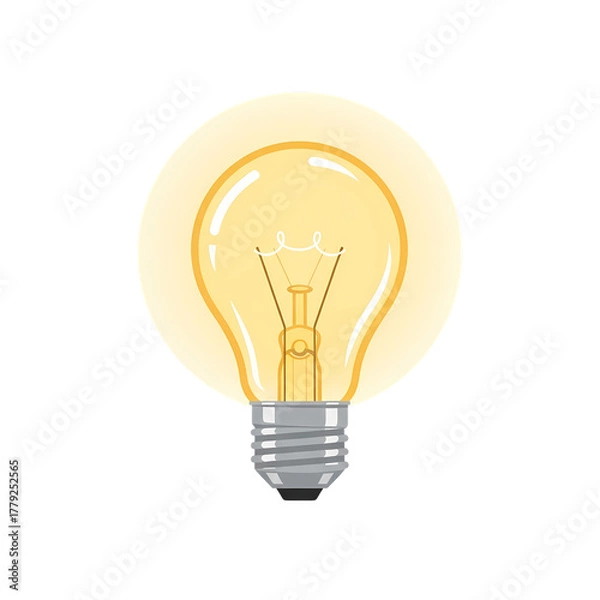 Fototapeta Bright idea illuminated light bulb symbolizing innovation and inspiration