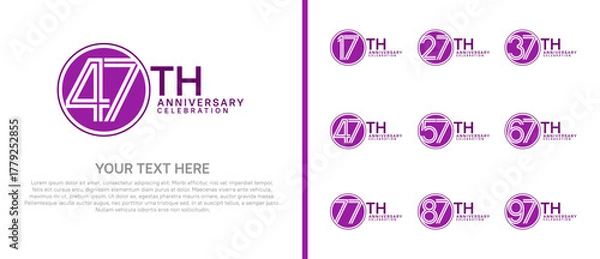 Obraz anniversary logo set with circle. purple color on white background for celebration moment