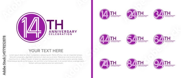Obraz anniversary logo set with circle. purple color on white background for celebration moment