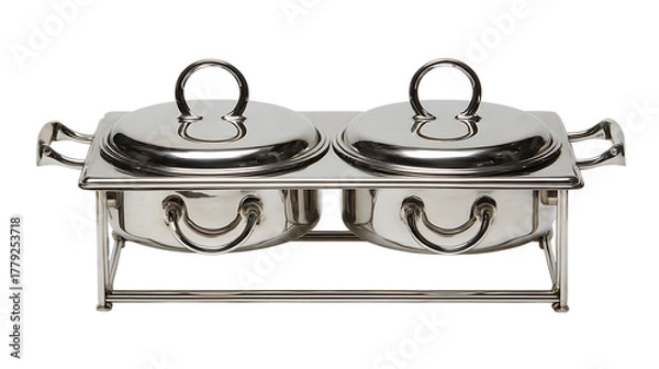 Fototapeta Elegant double chafing dish isolated on transparent background.