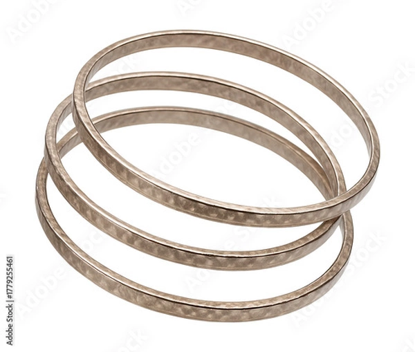 Fototapeta Hammered texture thin metal bangle set.